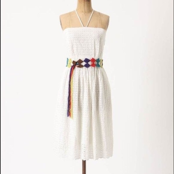 Anthropologie Dresses & Skirts - ANTHRO HD in PARIS BLANCHED EYELET HALTER TIE NECK